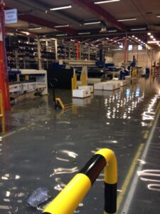 Heavy flooding in the factory