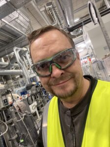 The boss with safety glasses